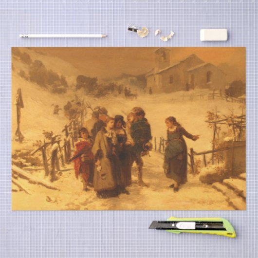 Papier Mousseline L'avalanche d'hiver (par Gerolamo Induno) (Artisanat)