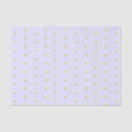 Papier Mousseline Lavande et Gold Hearts Faux Foil Motif (Recto)