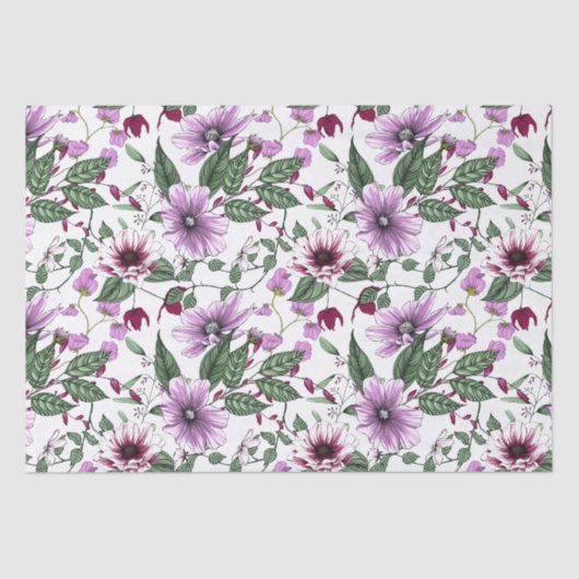 Papier Mousseline Lavande fleurs sans couture motif (Recto)