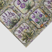 Papier Mousseline Lavande vintage Fleurs violettes Mosaïque botaniqu (Détail)