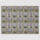 Papier Mousseline Lavande vintage Fleurs violettes Mosaïque botaniqu (Recto)