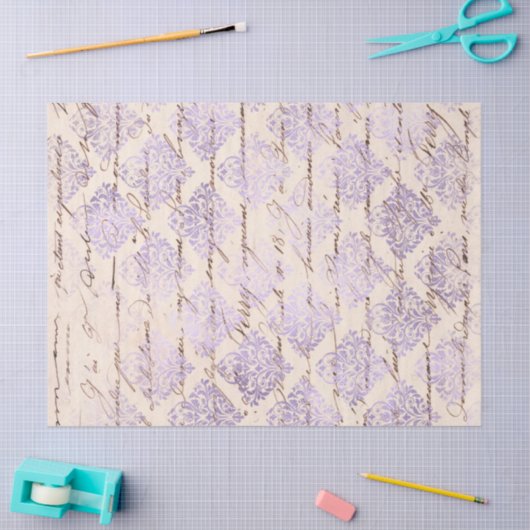 Papier Mousseline Lavender Damask avec écriture Découpage (Artisanat)