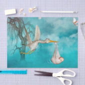 Papier Mousseline Le bébé mignon vient avec la cigogne (Artisanat)