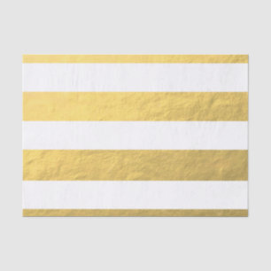 Papier Mousseline Le blanc élégant barre la feuille d'or imprimée