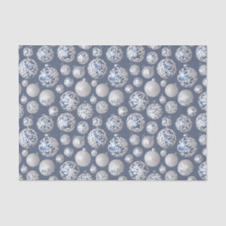 Papier Mousseline Le Blue & Silver Christmas Bulb Series Design 14