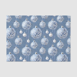 Papier Mousseline Le Blue & Silver Christmas Bulb Series Design 15
