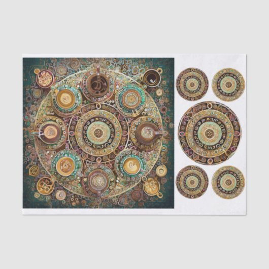Papier Mousseline Le café est Amour, Mandala d'art Java (Recto)
