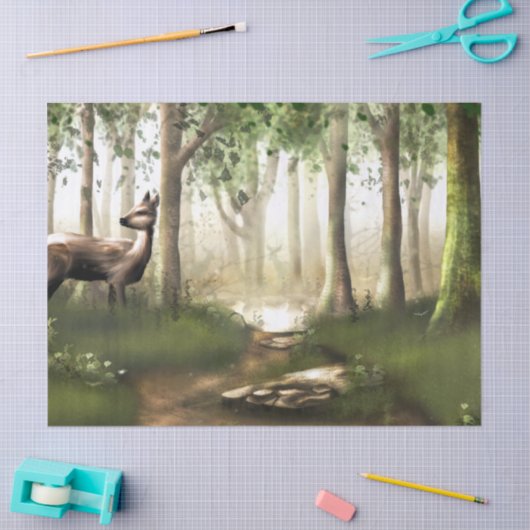 Papier Mousseline Le Cerf dans les bois (Artisanat)