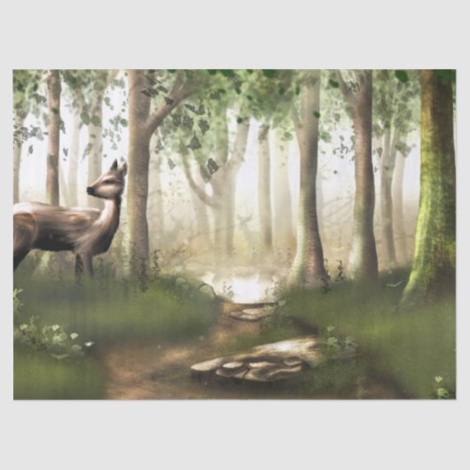 Papier Mousseline Le Cerf dans les bois (Recto)