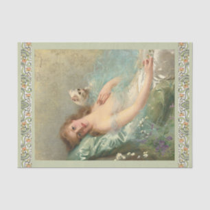 Papier Mousseline Le chat blanc par EVittorio Corcos, Decoupage