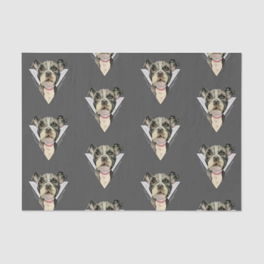 Papier Mousseline Le "chiot observe" l'aquarelle de chien de pitbull (Recto)