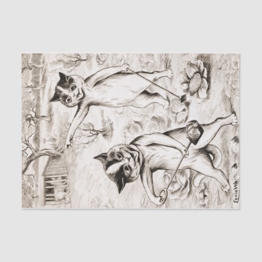 Papier Mousseline Le cochon est dans la coop de poulet de Louis Wain (Recto)