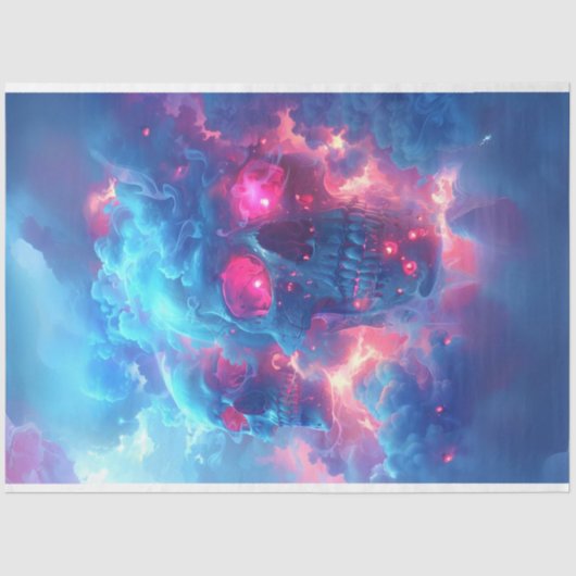 Papier Mousseline Le crâne néon dans le ciel Découpage (Recto)