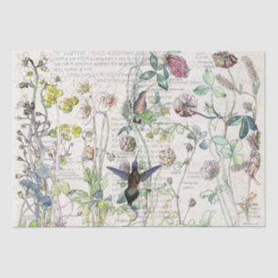 Papier Mousseline Le fleur sauvage d'oiseaux de colibri fleurit le