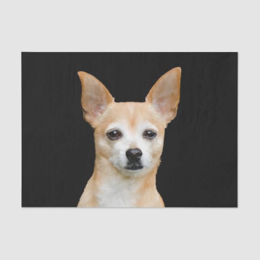 Papier Mousseline Le joli Chihuahua Dog Beige Tan Black Portrait (Recto)