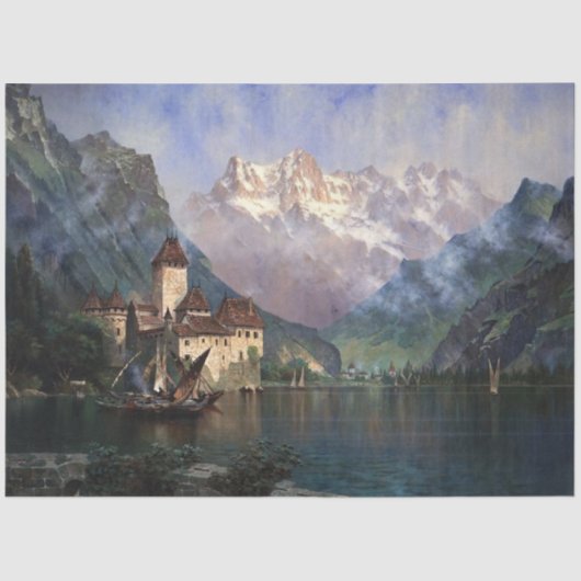 Papier Mousseline Le lac Léman (Recto)