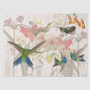 Papier Mousseline Le lis rouge d'oiseaux de colibri fleurit le
