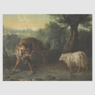 Papier Mousseline Le loup et l'agneau (par Jean-Baptiste Oudry)