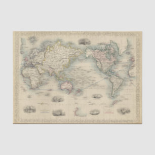 Papier Mousseline Le monde sur la projection de Mercator
