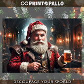 Papier Mousseline Le Père Noël dans un pub qui prend congé de Noël