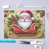 Papier Mousseline Le Père Noël monte un traîneau rouge décoratif (Artisanat)