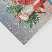 Papier Mousseline Le Père Noël neigé avec l'arbre de Noël présente (Détail)