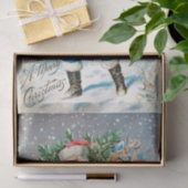 Papier Mousseline Le Père Noël neigé avec l'arbre de Noël présente (Cadeau)
