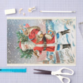 Papier Mousseline Le Père Noël neigé avec l'arbre de Noël présente (Artisanat)