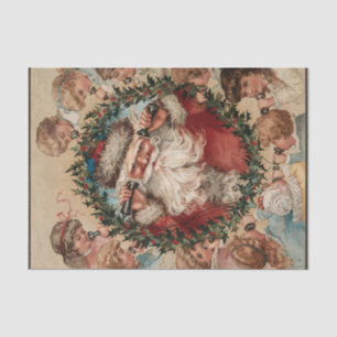 Papier Mousseline Le Père Noël sur les téléphones entourés d'enfants