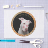 Papier Mousseline Le pitbull blanc avec le rouge embrasse partout (Artisanat)