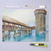 Papier Mousseline Le pont de la Chapelle à Lucerne (Suisse) (Artisanat)