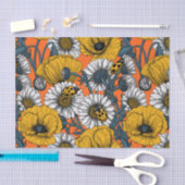 Papier Mousseline Le pré en jaune et bleu (Artisanat)