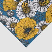 Papier Mousseline Le pré en jaune et bleu (Détail)