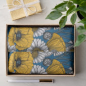 Papier Mousseline Le pré en jaune et bleu (Cadeau)