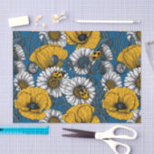 Papier Mousseline Le pré en jaune et bleu (Artisanat)