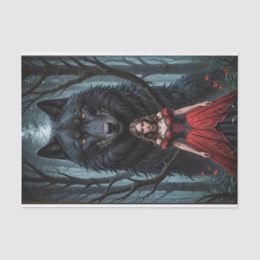 Papier Mousseline Le rouge et le loup noir (Recto)