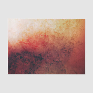 Papier Mousseline Le rouge floral grunge vintage du feu s'est fané