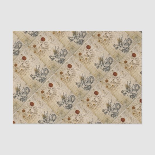 PAPIER MOUSSELINE LE SOLEIL, LA LUNE ET BASILISE ANCIEN PARCHEMENT (Recto)