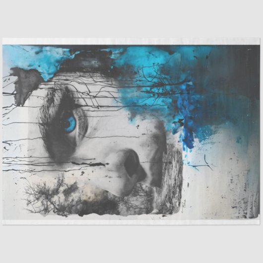 Papier Mousseline Le visage et le découpage de la forêt d'une femme  (Recto)