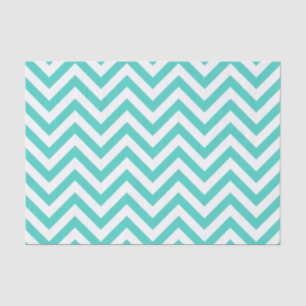 Papier Mousseline Le zigzag bleu et blanc turquoise barre le motif