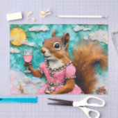 Papier Mousseline L'écureuil adorable en robe rose (Artisanat)