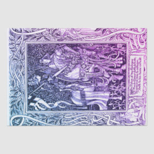 Papier Mousseline LÉGENDES MÉDIÉVALES Lady Et Chevalier Horseback Fl