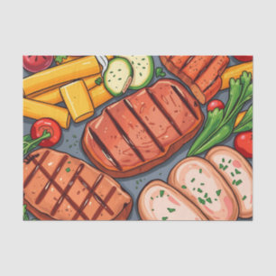 Papier Mousseline Légumes grillés colorés et viandes maigres