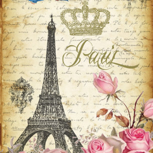 Papier Mousseline L'Eiffel et les Roses Découpage de la Tour Eiffel