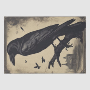 Papier Mousseline L'élégance du Corbeau : crâne Vintage et découpage