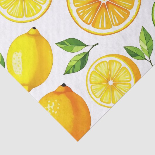 Papier Mousseline Lemon Citrus Slice Pattern (Détail)
