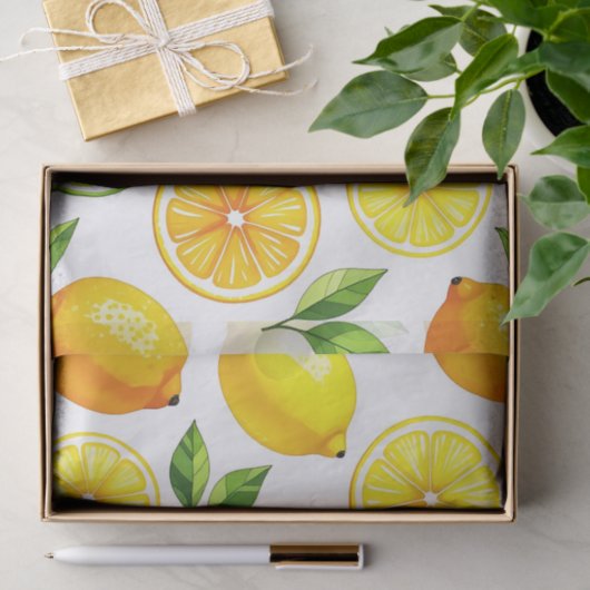 Papier Mousseline Lemon Citrus Slice Pattern (Cadeau)
