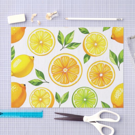 Papier Mousseline Lemon Citrus Slice Pattern (Artisanat)