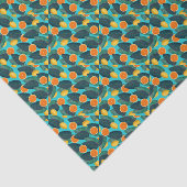 Papier Mousseline Lemons and orels teal (Détail)