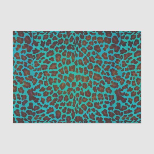 Papier Mousseline Léopard Brown et Turquoise (Recto)